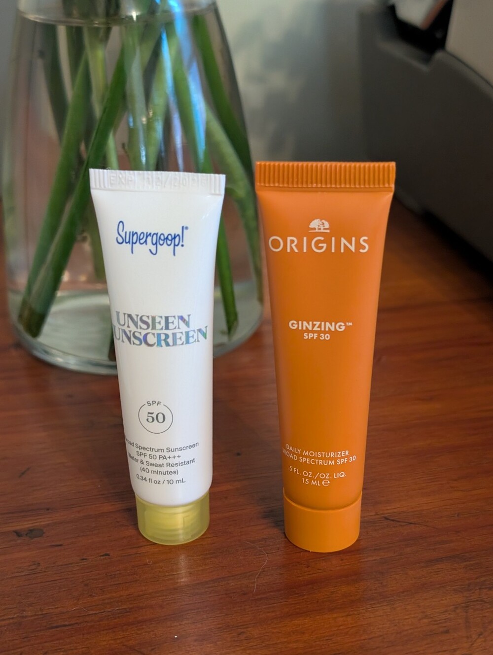 Lot of two MINI Face Sunscreen (Origins GinZing, Supergoop Unseen Sunscreen) NEW